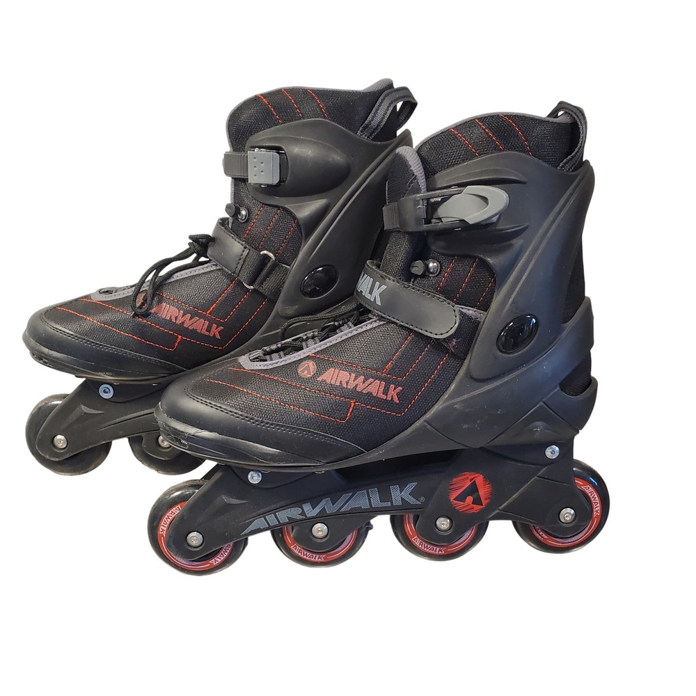 Airwalk Mens Inline Skates Size 10 Black Red Roller Blades Recreational